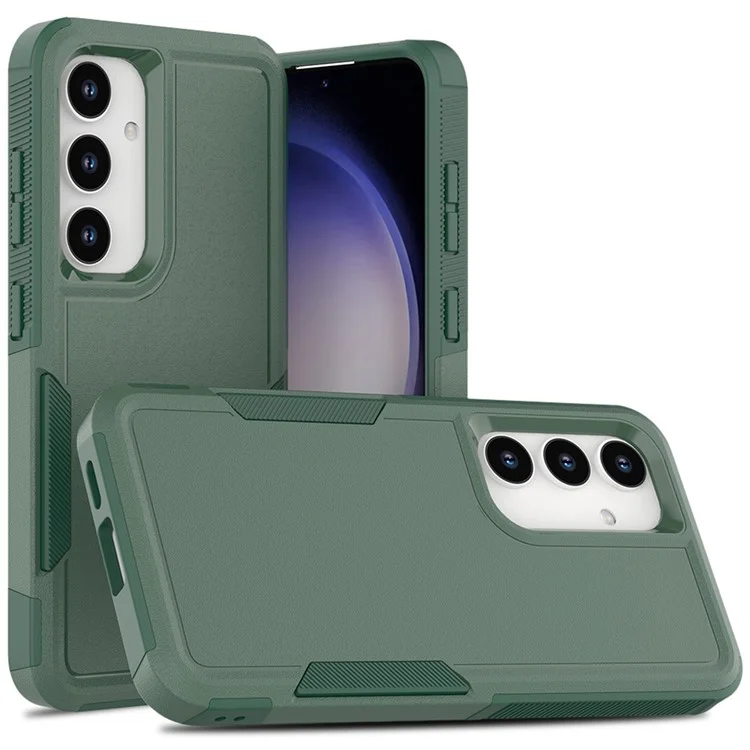 Custodia Anti-Drop per Samsung Galaxy S24+ Cover Telefono Guscio Duro PC+Morbido TPU - Verde Scuro