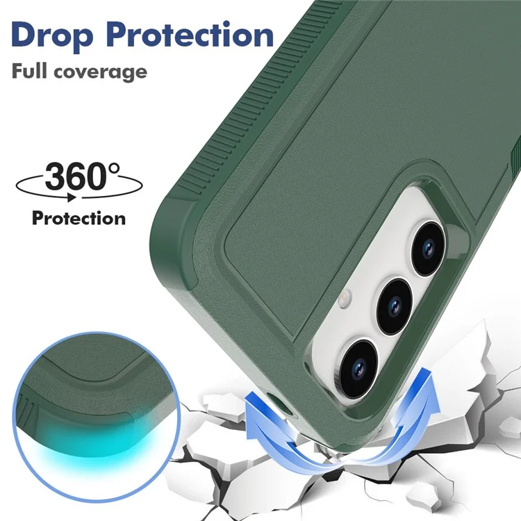 Custodia Anti-Drop per Samsung Galaxy S24+ Cover Telefono Guscio Duro PC+Morbido TPU - Verde Scuro