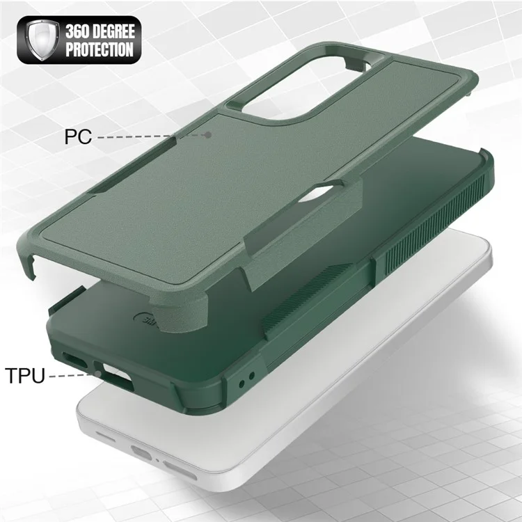 Custodia Anti-Drop per Samsung Galaxy S24+ Cover Telefono Guscio Duro PC+Morbido TPU - Verde Scuro