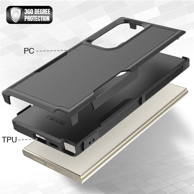 Funda para Samsung Galaxy S24 Ultra Funda Dura Delgada de PC+TPU Cubierta Protectora del Teléfono - Negro