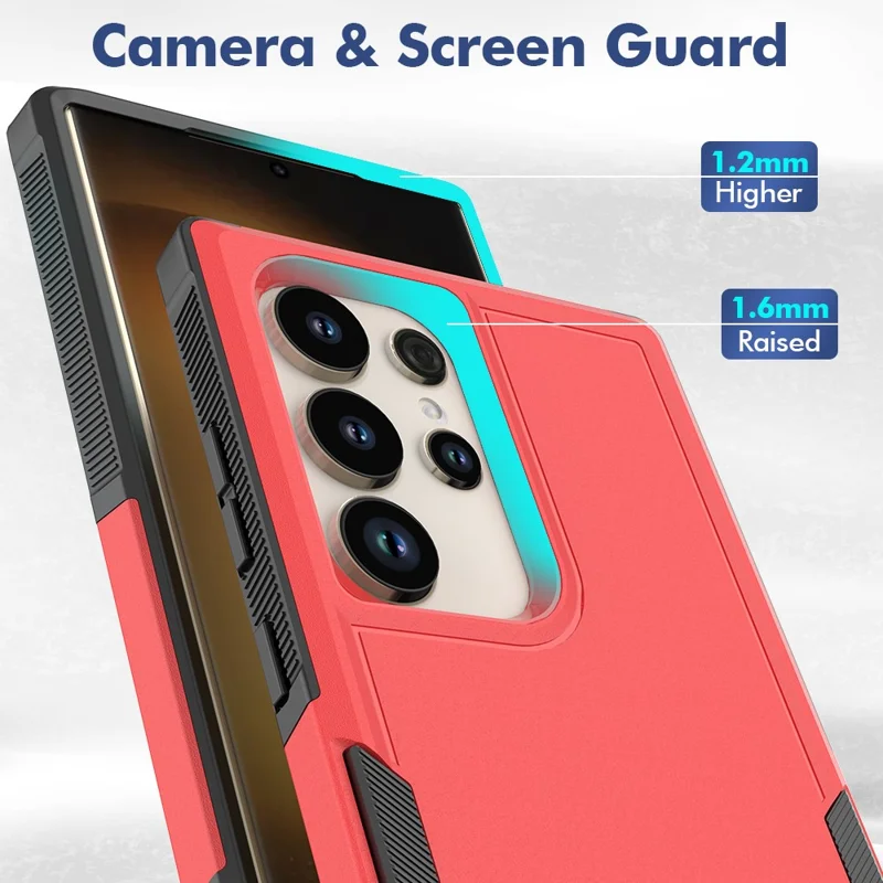 Voor Samsung Galaxy S24 Ultra hoesje slank hard PC+TPU telefoonbeschermer - Rood