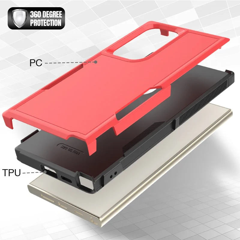 Voor Samsung Galaxy S24 Ultra hoesje slank hard PC+TPU telefoonbeschermer - Rood