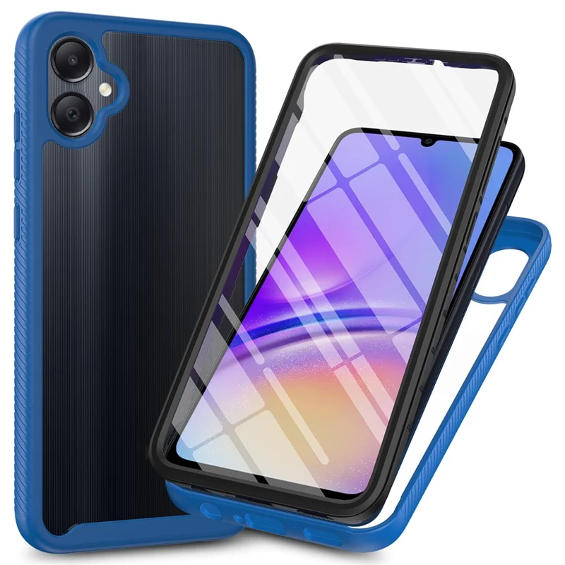 Per Samsung Galaxy A05 4G Case Protezione a tre strati Custodia per telefono con pellicola protettiva PET - Blu scuro
