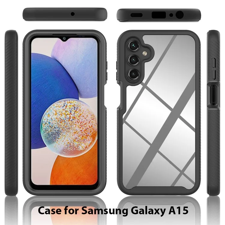 For Samsung Galaxy A15 5G Phone Case Full Protection Cover with PET Screen Protector - Dark Blue