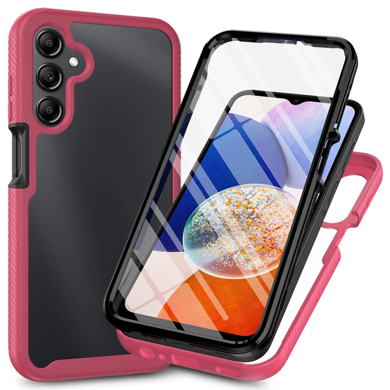 For Samsung Galaxy A15 5G Phone Case Full Protection Cover with PET Screen Protector - Pink