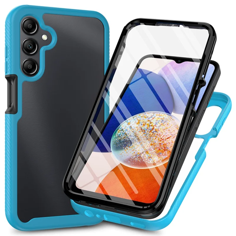 For Samsung Galaxy A15 5G Phone Case Full Protection Cover with PET Screen Protector - Baby Blue