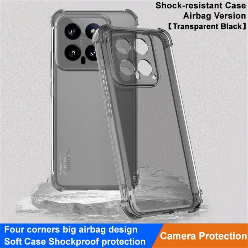 IMAK Per Xiaomi 14 Case Drop-resistant Airbag Corner Clear TPU Phone Cover - Nero Trasparente