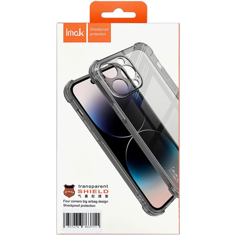 IMAK Per Xiaomi 14 Case Drop-resistant Airbag Corner Clear TPU Phone Cover - Nero Trasparente
