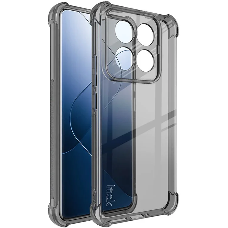 IMAK Pour Xiaomi 14 Pro Étui de téléphone Antirayures Airbag aux Coins TPU Housse - Noir Transparent