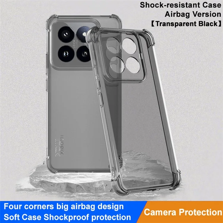 IMAK Pour Xiaomi 14 Pro Étui de téléphone Antirayures Airbag aux Coins TPU Housse - Noir Transparent