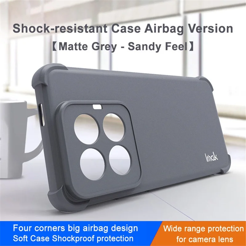 IMAK For Xiaomi 14 Pro Phone Case Matte Reinforced Corners Anti-fall Cover - Grey