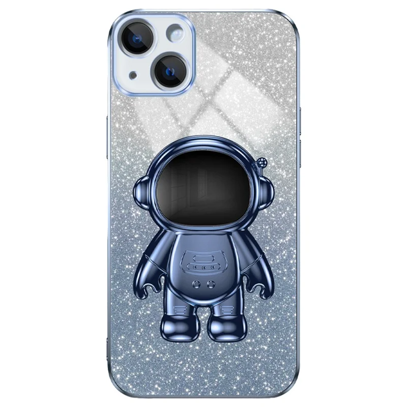 For iPhone 14 Cover Astronaut Kickstand PC+TPU Anti-drop Cell Phone Case - Blue