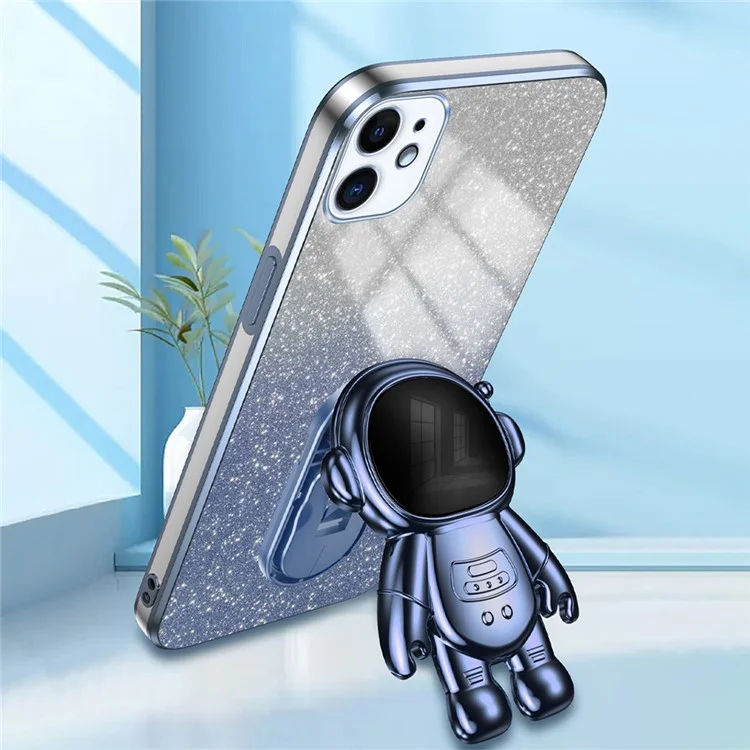 Coque pour iPhone 12 mini Anti-chute Astronaute Support Cellulaire Coque PC+TPU - Bleu