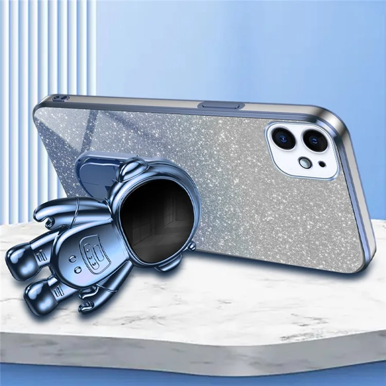 Coque pour iPhone 12 mini Anti-chute Astronaute Support Cellulaire Coque PC+TPU - Bleu