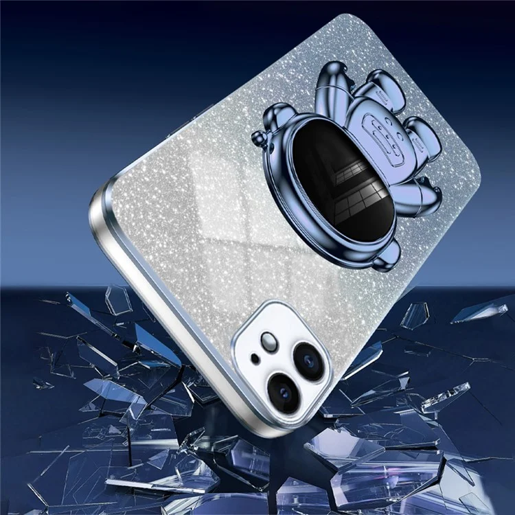 Coque pour iPhone 12 mini Anti-chute Astronaute Support Cellulaire Coque PC+TPU - Bleu