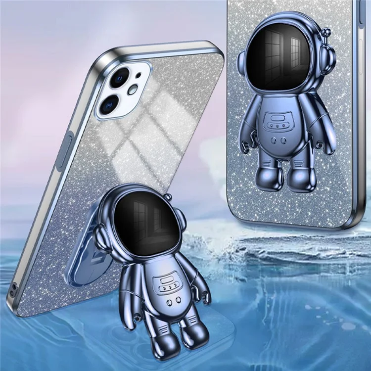 Coque pour iPhone 12 mini Anti-chute Astronaute Support Cellulaire Coque PC+TPU - Bleu