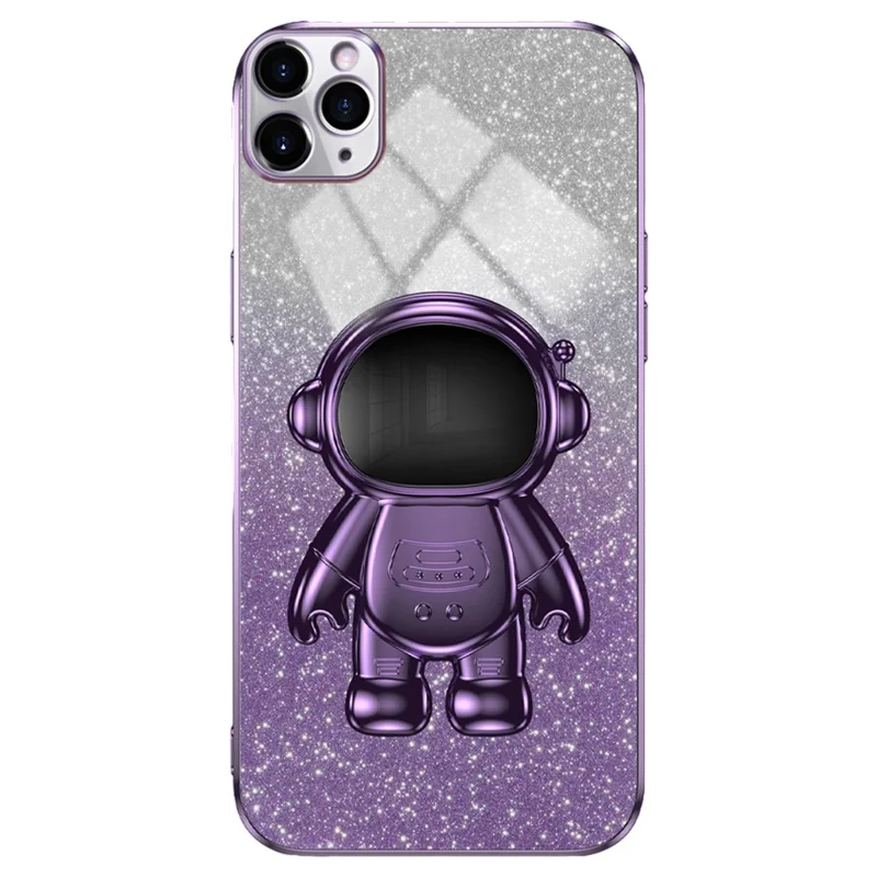 For iPhone 11 Pro Case Anti-Scratch Kickstand PC+TPU Cell Phone Cover - Purple