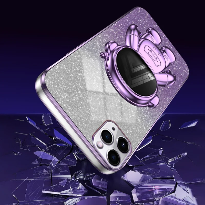 For iPhone 11 Pro Case Anti-Scratch Kickstand PC+TPU Cell Phone Cover - Purple