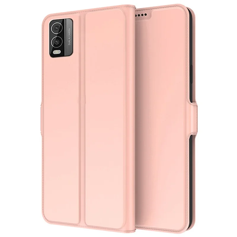 For Nokia C210 Leather Case Card Slot Stand Phone Cover - Rose Gold