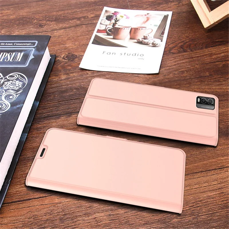 For Nokia C210 Leather Case Card Slot Stand Phone Cover - Rose Gold