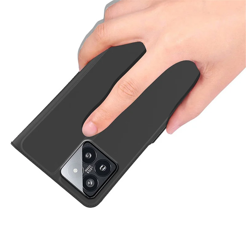 For Xiaomi 14 Pro Case PU Leather Card Holder Shockproof Flip Phone Cover - Black