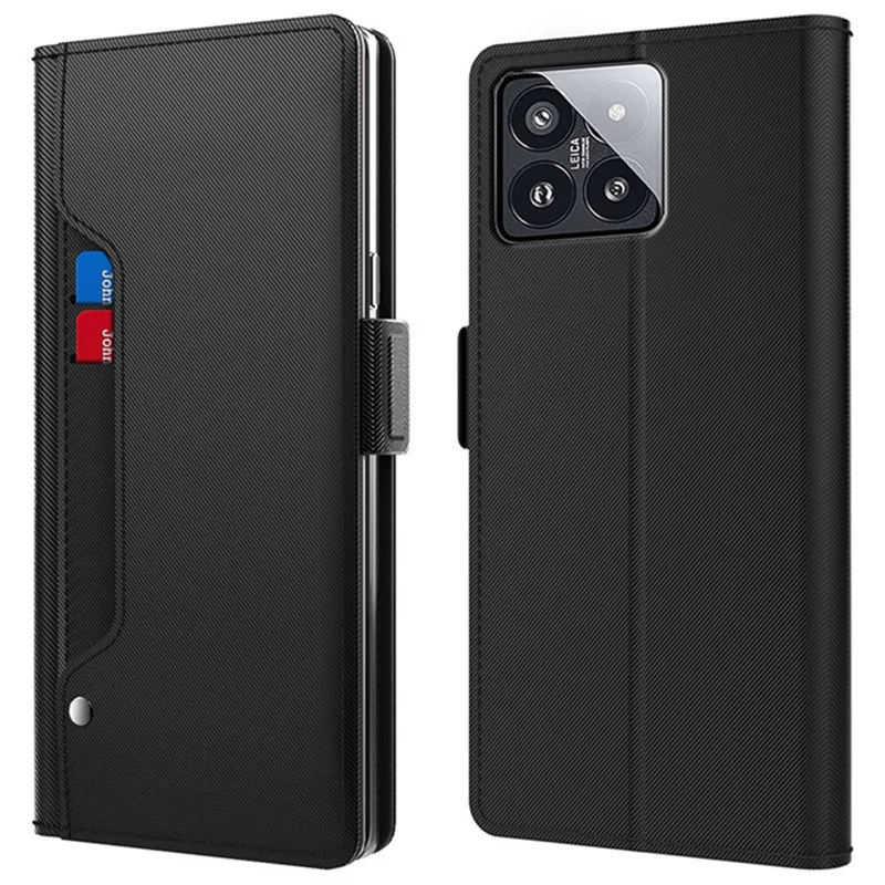 For Xiaomi 14 Pro Case Magnetic Shockproof PU Leather Phone Stand Cover - Black