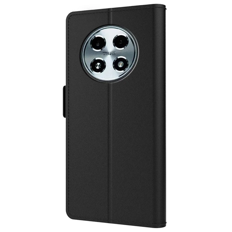 Für Oppo A2 Pro 5G Handyhüllen Kartenfach PU-Leder Ständer Cover mit Spiegel - Schwarz