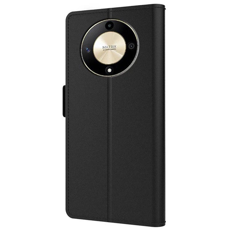 For Honor X9b 5G / Magic6 Lite 5G Cell Phone Cases Mirror Design PU Leather Phone Cover with Card Slot - Black