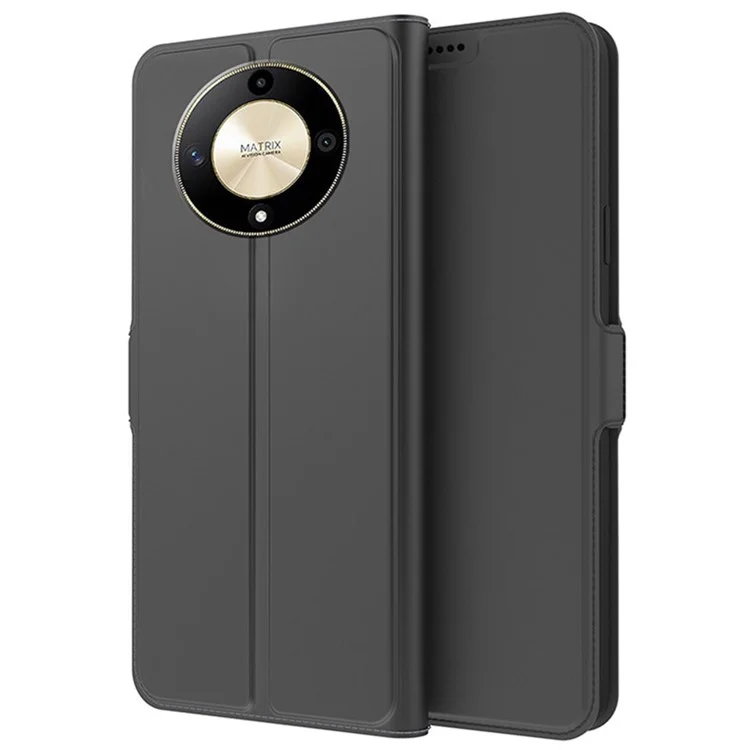Coque de téléphone For Honor X9b 5G / Magic6 Lite 5G en cuir PU avec support et fentes pour cartes - Noir