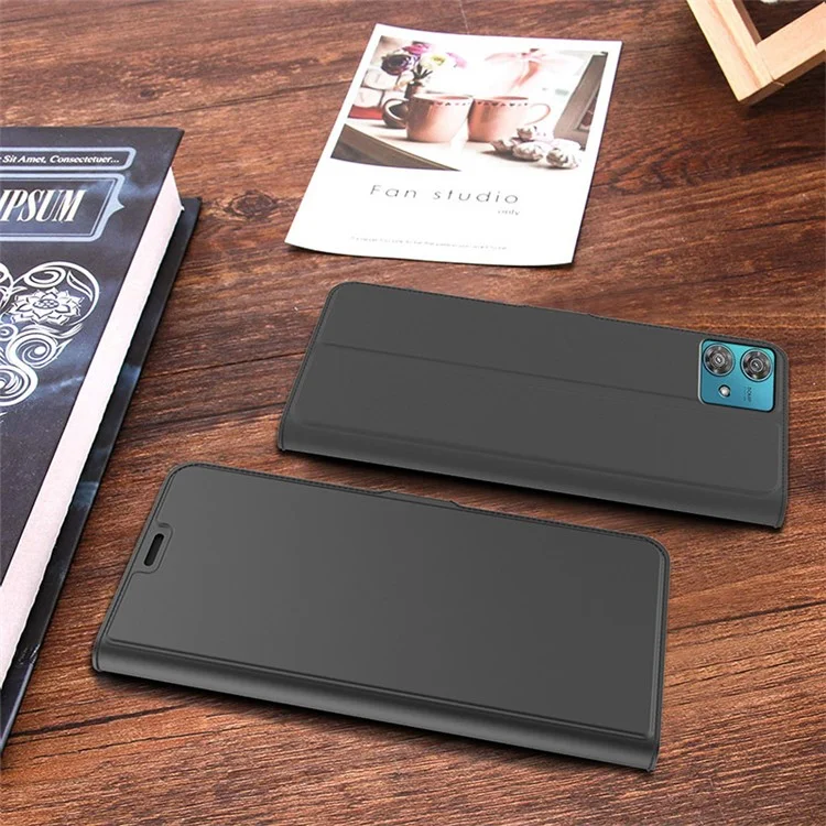 For Motorola Edge 40 Neo 5G Leather Case TPU Inner Shell Phone Cover - Black