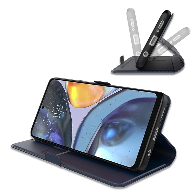 Para Motorola Edge 40 Neo 5G Leather Case TPU Inner Shell Phone Cover - Azul