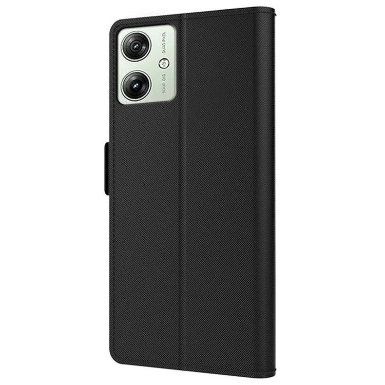 For Motorola Moto G54 5G Cell Phone Cases Card Slot Support Stand Leather Cover with Mirror - Black