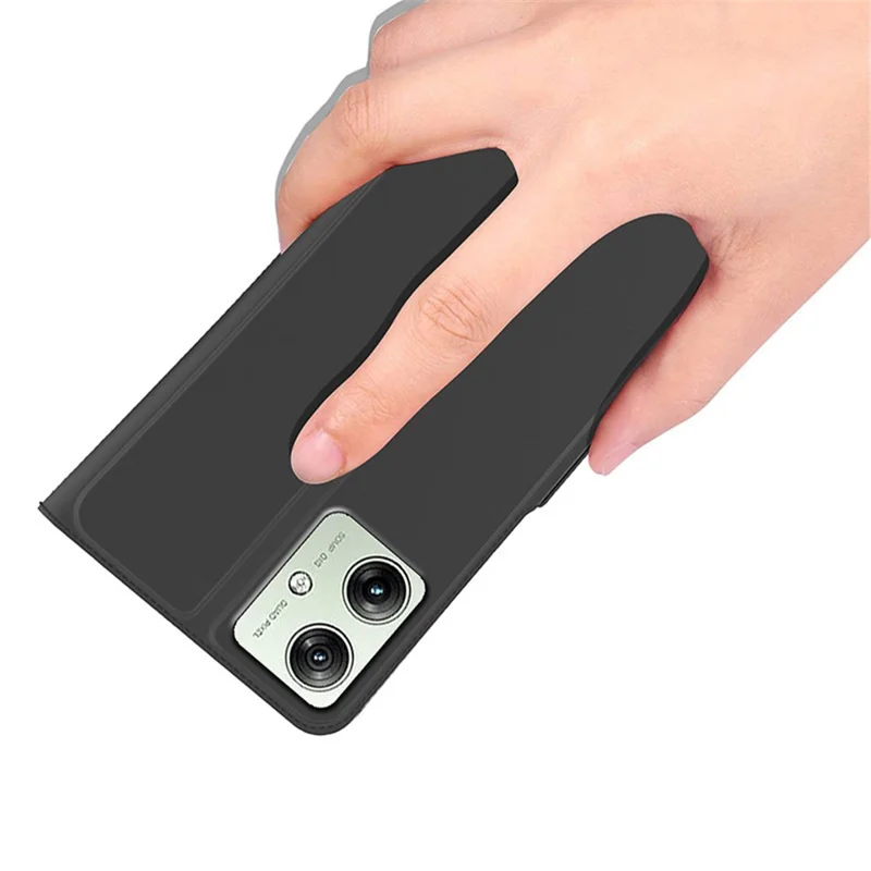 For Motorola Moto G54 5G Case with Card Holder PU Leather Stand Phone Cover - Black