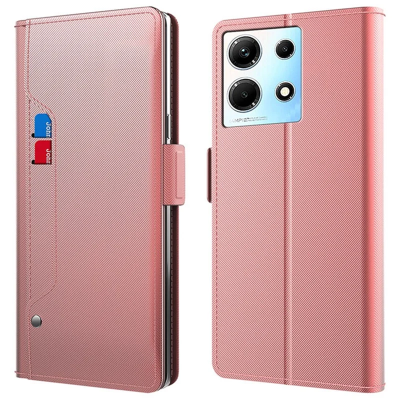 For Infinix Note 30 5G Cell Phone Cases Built-In Mirror PU Leather Stand Phone Cover - Rose Gold