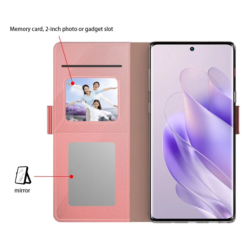 For Infinix Note 30 5G Cell Phone Cases Built-In Mirror PU Leather Stand Phone Cover - Rose Gold