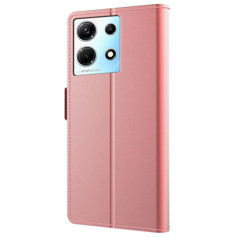 For Infinix Note 30 5G Cell Phone Cases Built-In Mirror PU Leather Stand Phone Cover - Rose Gold