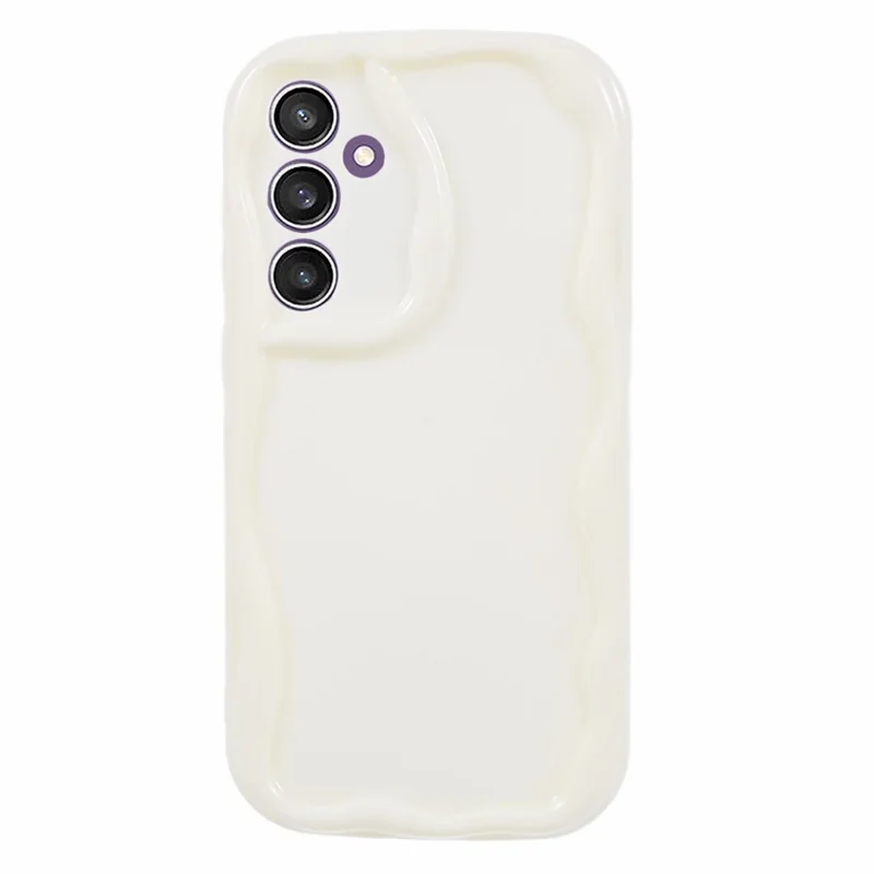 YX Series For Samsung Galaxy S23 FE Phone Case Wave Shape Soft TPU Cover (Precise Cutout) - White
