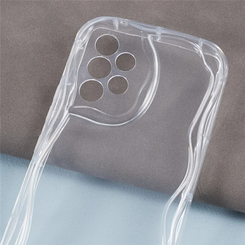 YX Series For Samsung Galaxy A33 5G TPU Case Curly Wave Frame Phone Cover (Precise Cutout) - Transparent