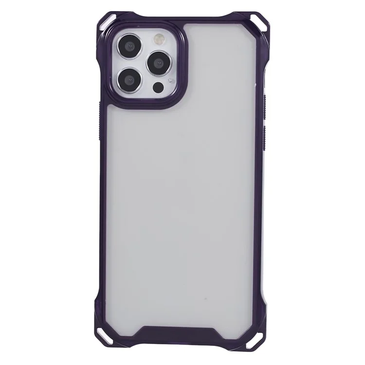Para iPhone 12 Pro Max Capa de Telefone Transparente TPU+Acrílico Anti-Arranhões - Roxo Transparente