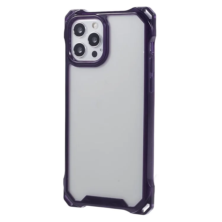Para iPhone 12 Pro Max Capa de Telefone Transparente TPU+Acrílico Anti-Arranhões - Roxo Transparente