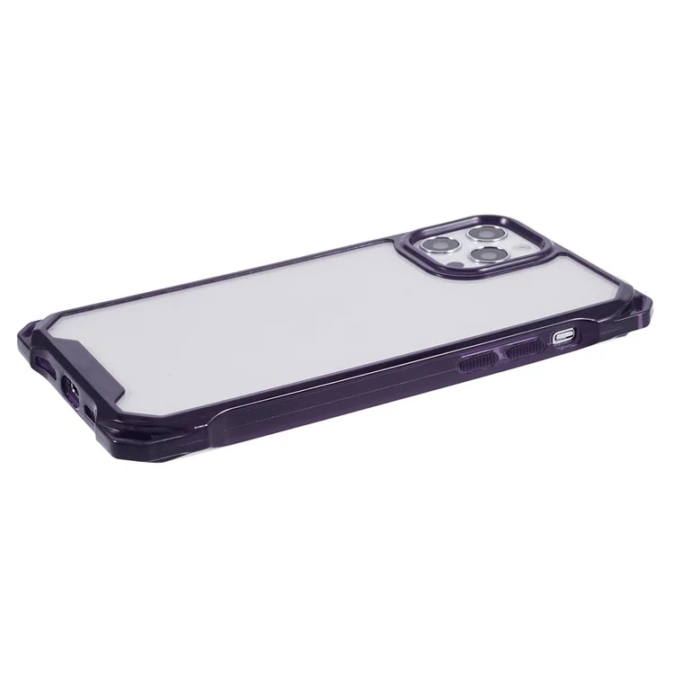 Para iPhone 12 Pro Max Capa de Telefone Transparente TPU+Acrílico Anti-Arranhões - Roxo Transparente