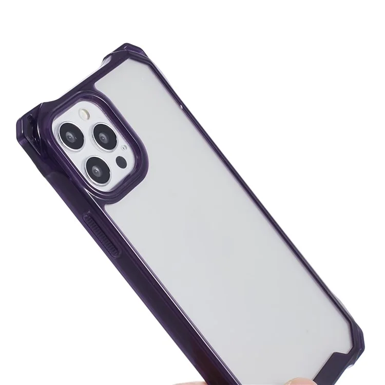 Para iPhone 12 Pro Max Capa de Telefone Transparente TPU+Acrílico Anti-Arranhões - Roxo Transparente
