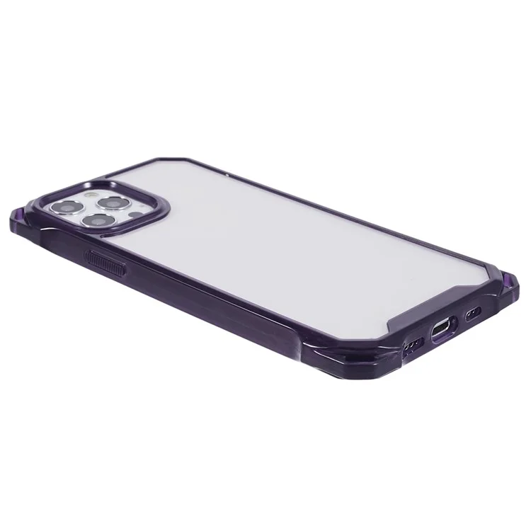 Para iPhone 12 Pro Max Capa de Telefone Transparente TPU+Acrílico Anti-Arranhões - Roxo Transparente