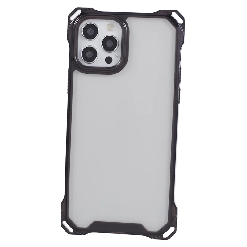 For iPhone 12 Pro Max Clear Phone Case TPU+Acrylic Anti-Scratch Cover - Transparent Black