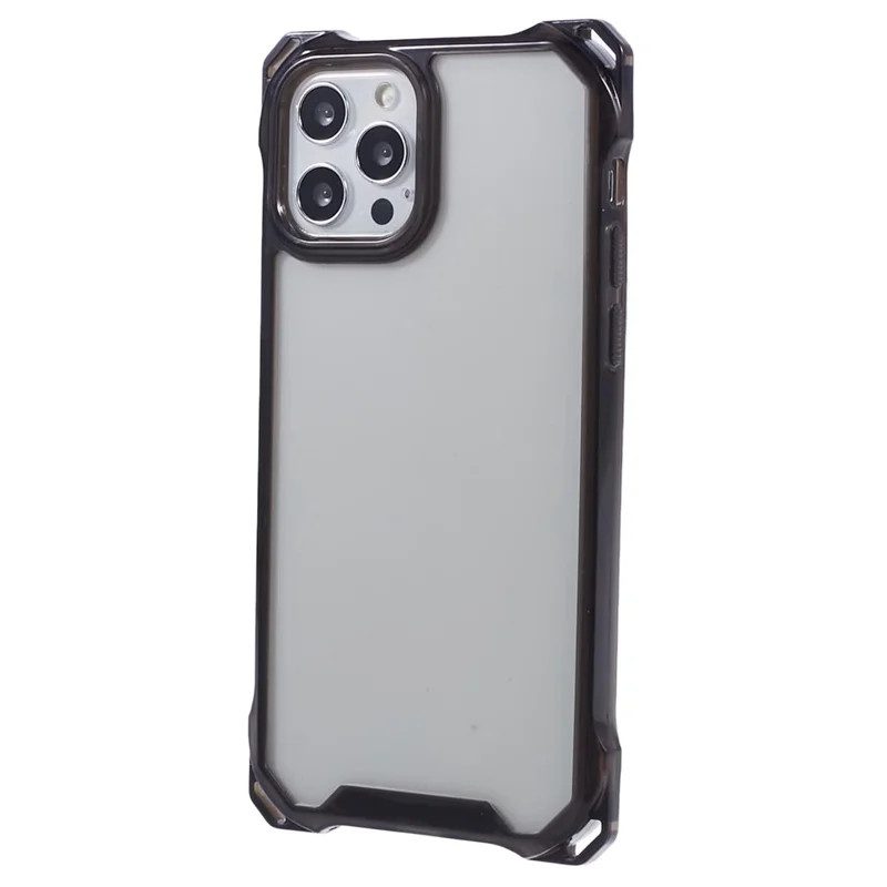 For iPhone 12 Pro Max Clear Phone Case TPU+Acrylic Anti-Scratch Cover - Transparent Black