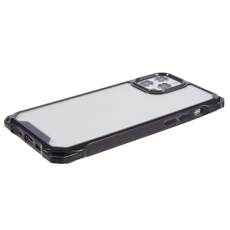 For iPhone 12 Pro Max Clear Phone Case TPU+Acrylic Anti-Scratch Cover - Transparent Black