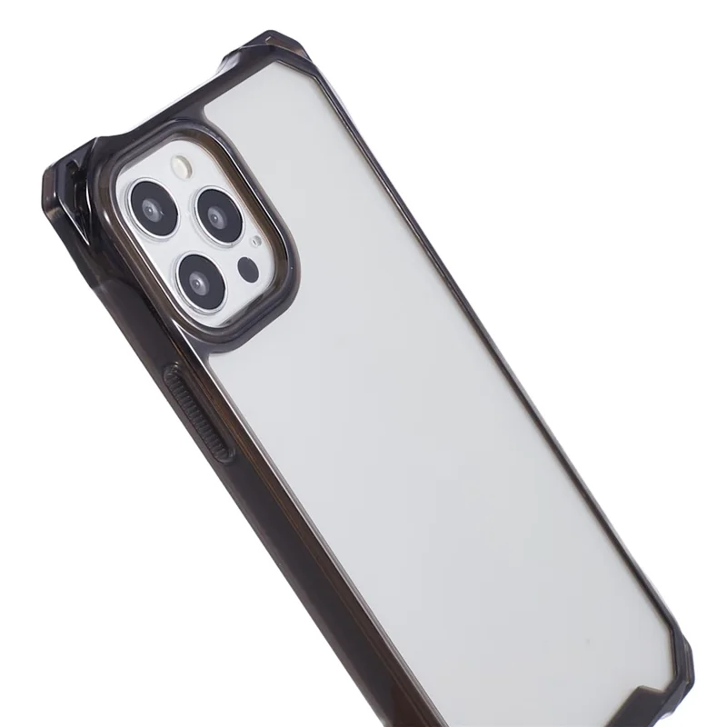 For iPhone 12 Pro Max Clear Phone Case TPU+Acrylic Anti-Scratch Cover - Transparent Black