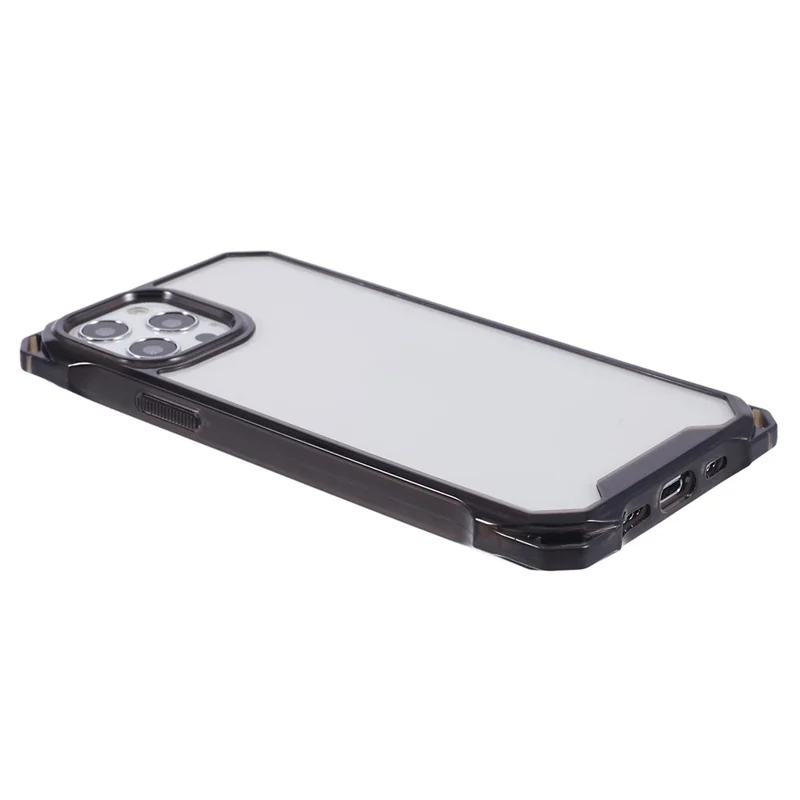 For iPhone 12 Pro Max Clear Phone Case TPU+Acrylic Anti-Scratch Cover - Transparent Black