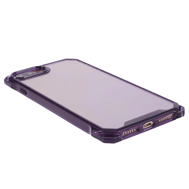 Para iPhone 7 Plus / 8 Plus / 6 Plus / 6s Plus Carcasa Cuatro Esquinas Anti-Caída Cubierta de Teléfono - Púrpura Transparente