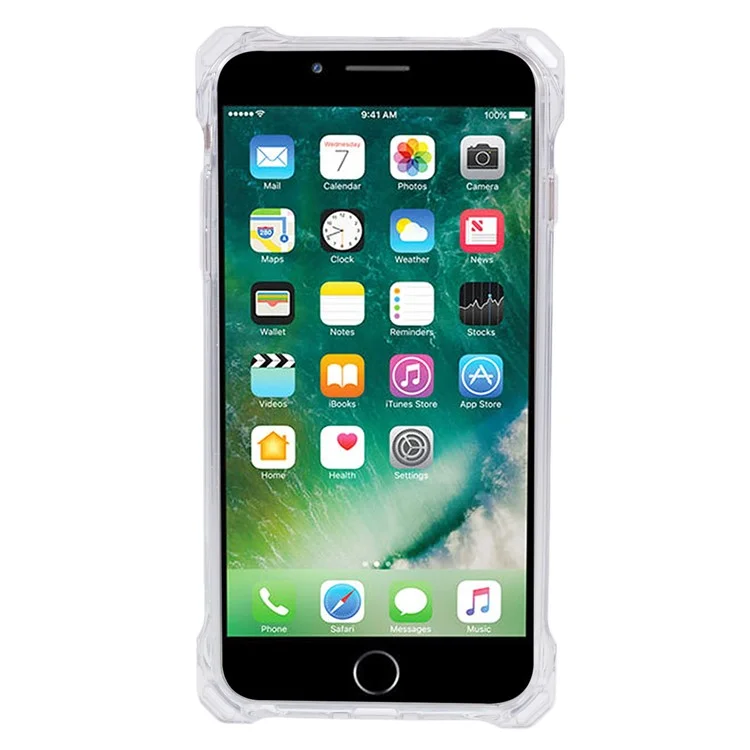 Funda para iPhone 7 Plus / 8 Plus / 6 Plus / 6s Plus Cuatro esquinas antiextracción Cubierta de teléfono transparente